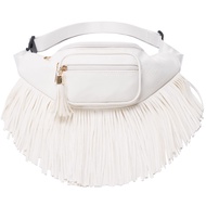 Solene Fringe Waist bag for women with Multi Zipper Pockets