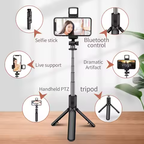Live Streaming Mobile Phone Holder Selfie Stick Phone Holder Portable Retractable Tripod With Selfie