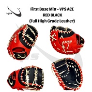 Softball First Base Mitt 12.75 Inch Full High Grade Leather | VPS ACE VPS Softball Glove RED BLACK