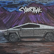 Tesla Painting Cybertruck 2023 Pickup Car Original Art Auto Franz von Holzhausen