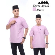 Kurta Ayash | Baju Kurta Lelaki Dewasa Lengan Pendek Tekak Bulat