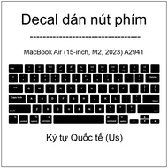 International (Us), European key button Decal for MacBook Air (15-inch, M2, 2023) A2941