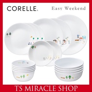 CORELLE KOREA Easy Weekend 16p Korean Type Tableware Set for 4 Persons Round Plate / Dinnerware / Rice bowl,Soup Bowl