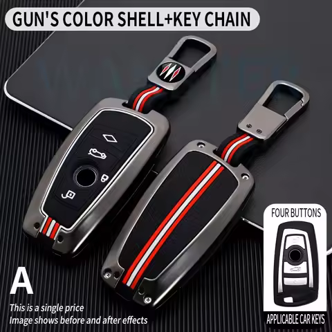 3 4 Botton Metal Car Key Cover Fob Case Shell for BMW F 3 5 7 Series X3 X5 F10 F20 F30 F40 E90 E92 E