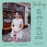 Huong fashion silk bow lace dress