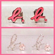 ⚡️【 全新❗️】Agnes’b. 耳環 Sakura &amp; Pink Logo Earrings ( 純銀水晶/ 桃紅色/ Sakura / Crystal/ Pink/ Flower/ Floral / Shocking Pink /Stud / Agnes b. /agnès b. /Agnesb. / Agnes’b. /Agnis’b./ Agnisb./ Agnes’b Voyage  / Sliver 925 / 純銀水晶b字Logo粉紅色櫻花耳環/ S925 純銀螢光粉紅 b 字標誌耳環 )