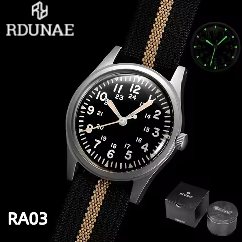 RDUNAE 2025 New Men Quartz Watch Miyota 2035 RA03 34.5mm G10 Military Luminous K1 Glass Waterproof 5