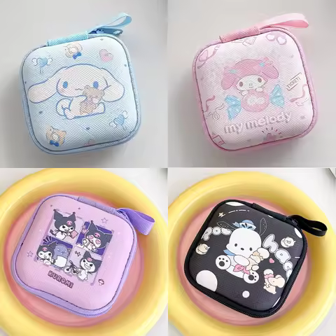 7.5x7.5cm Cartoon Mini Storage Zipper Bag Earphone Box For Airpods USB Cable Organizer Case EVA Hard