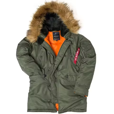 Army Korean Thick Parka Winter Fur Hood Warm Tactical Bomber N3B Puffer Men Long Windproof Parkas Co