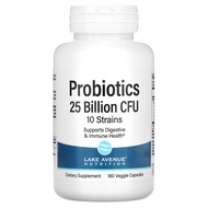 Lake Avenue Nutrition Probiotics 10 Strain Blend 25 Billion CFU 180 Veggie Capsules