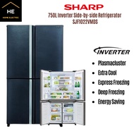 SHARP 750L Inverter Side-by-side Avance Refrigerator Fridge Peti Ais Peti Sejuk SJF1022VMDS