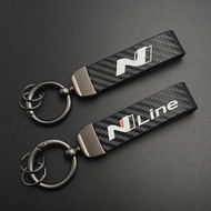 2024 Carbon Leather Keyring Luxury Women Car Keychain For Hyundai i20 i30 Elantra Kona Sonata Tucson