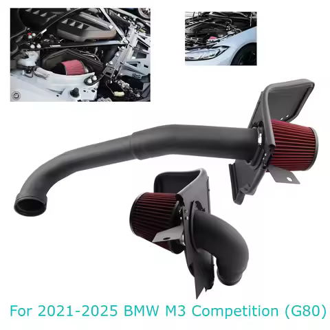 S58 3.0T Engine Cold Air Intake Pipe+Filter+Heat Shield Kit High Flow for 2021-25 BMW M2 M3 M4 Compe