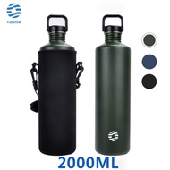 FJbottle Water Bottle 2000ml With Bag Tumbler Fitness Single Layer Stainless Steel Outdoor Sports