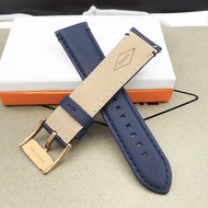 Fossil Genuine Leather Strap 22mm Dark Blue Rose Gold Suitable for Fs5061fs5237fs4835 Watch Accessor