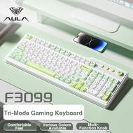 AULA F3099เมมเบรนไร้สายครีมสัมผัสรองรับบลูทูธคีย์บอร์ดเล่นเกม + ไร้สาย2.4G + Tyce-C สายการเชื่อมต่อโ