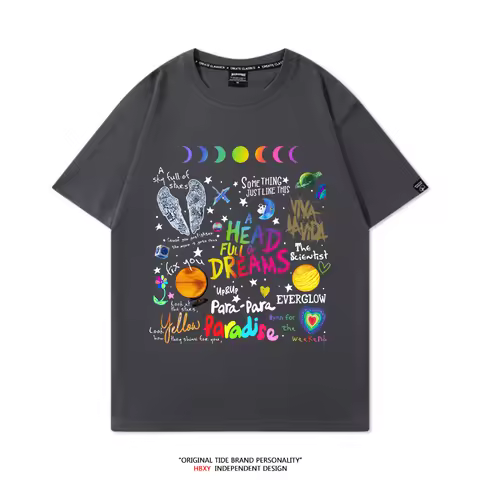 Coldplay Band Around Cotton T-shirt Summer New Male and Female 2025 Concert Tour Short Sleeve Clothe