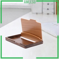 [Amleso] Name Card Holder Lightweight Credit Card Organizer Wood Business Card Holder