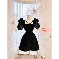 Đầm nữ dự tiệc chất bố tay bồng kèm bông Ryan Dress