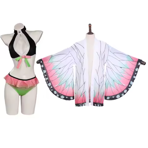 Demon Kochou Anime Shinobu Cosplay Costume Kanae Swimsuit Cloak Mitsuri Slayer Halloween Disguise Su
