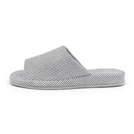 original MUJI Unprinted Washed Cotton Thick Slippers Simple Striped Couples Silent Spring And Summer