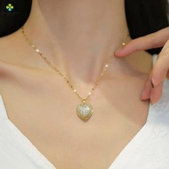 LFINDS Peach Heart Pearl Necklace, Fashionable Unique Oyster Necklace, Trendy Versatile Chain Elegan