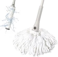 Self Wringing Mop for Floor Cleaning with 2 Reusable Heads, ZUBULUN Easy Squeeze Twist Mop with 51 Inches Long Handle and Top Scouring Pad, Wet Mops for Hardwood, Vinyl, Tile