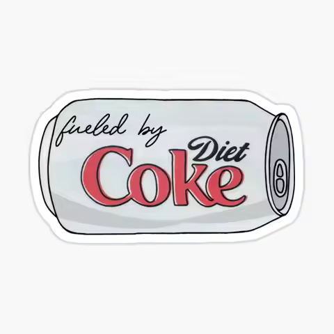 Fueled By Soda Lover Diet Funny Coke 5PCS Stickers for Room Print Luggage Stickers Cute Water Bottle