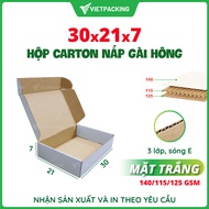 30x21x7 - 20 hộp carton nắp gài hông màu trắng đựng quần áo quà tặng đồ handmade phụ kiện thời trang