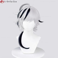 （New）Game Nu: Carnival Blade Cosplay Wig 62cm Silver White Highlights Blue Black Scalp Heat Resistant Cosplay Anime Wigs + Wig Cap Wig &amp; Hair Extensio
