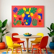 檸檬與花 藝術微噴 馬諦斯風剪紙藝術 活潑撞色質感空間裝飾掛畫