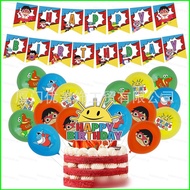 B4 Ryans World Theme kids birthday party decorations banner cake topper balloon set supplies 4B