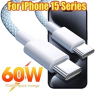 High Quality Nylon 48 Braided 60W PD Dual Type-C Data Charging Cable for iPhone Fast Phone Charger