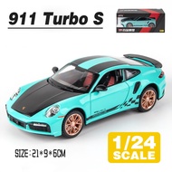 LEO 1:24 Porsche 911 Turbo S Metal Diecast Alloy Toy Car Model Trucks For Kids Toys Vehicles Hobbies