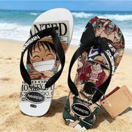 [White Luffy] Havanas Flip-Flops Men's Summer Outdoor Beach Non-Slip Flat Sandals