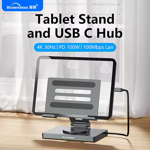 Blueendless USB 3.0 PD 100W Charger Hub Docking Station HDTV 4K RJ45 Stand Multiport 7 In 1 USB C SD