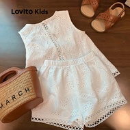 Lovito Kids Casual Shorts Sets Backless Smooth Hand Feeling All Seasons Shorts Sets for Girl LNL1060