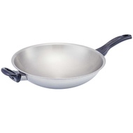 Zebra 3-ply S/s Wok With Bakelite Handle 34cm Vitalux_ Silver