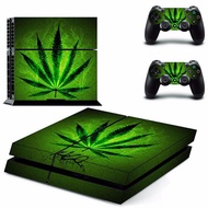 Green Leaf Cover Skin For Playstation 4 PS4 Console Decal Accessories+2 Pcs Stickers For PS4 Control