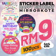 (100 pcs CUSTOM NAME) Happy Birthday Label Sticker [CUSTOM NAME] cantik dan murah