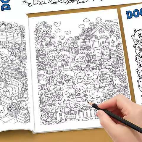32 Pages Stress-Relief Doodle Book for Adults, Exquisite Doodle Patterns for You To Trace and Color