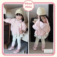 AK074 Chun Chin | AK Khaki Pink Lace Embroidered Sheep Long Top Hat with Cotton Balls for Girls 8-19