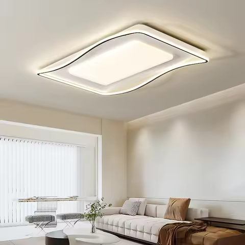 Modern Waves LED Ceiling Lamp Creative Remote Dimming Living Room Light Lustre Home Deco Bedroom Kid