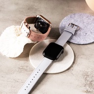 Apple watch - 【夏日熱銷 淺灰x杏桃】車線真皮蘋果錶帶