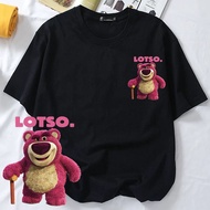 S-5XL LOTSO Strawberry Teddy Bear Tshirt Oversize Round Neck Woman Short-Sleeved Cotton Baggy Tees