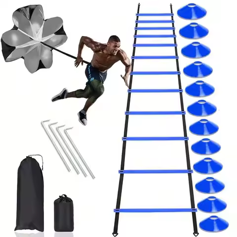 Speed Agility Training Set,Includes 12 Rung 20ft Adjustable Agility Ladder,12 Sports Cones,4 Steel S