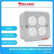 SELAMAT 2K704 4 Gang 1 Way / 4 Gang 2 Way Switch Surface Metal Clad Switch SIRIM JKR