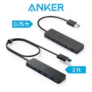 Anker Ultra Slim 4 Ports USB 3.0 Data Hub (0.75ft/2ft) Extended Cable for Macbook, iMac, Surface Pro and More (A7516)