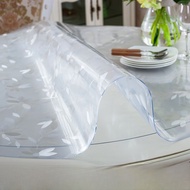 ผ้าคลุมโต๊ะทานอาหารแบบกลม ผ้าคลุมโต๊ะพลาสติก PVC คริสตัลป้องกันน้ำมัน ทนความร้อน ไม่ต้องซัก ผ้าคลุมโ