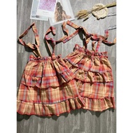 Áo babydoll 2 dây kẻ sọc caro xếp tầng